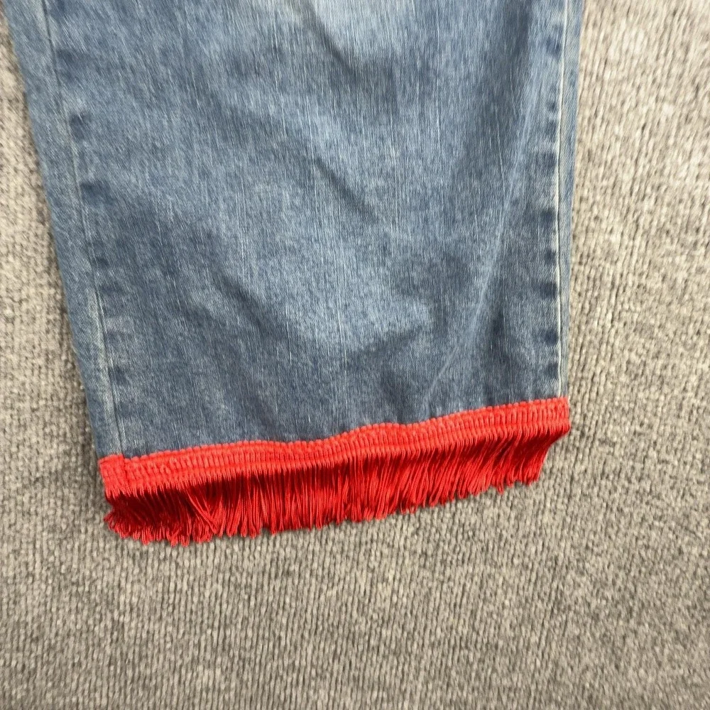 Avenue Blues Capri Jeans Womens 26 Medium Wash High Rise‎ Relaxed Fringe Lips
